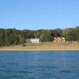 Media 'Shoreline homes on the way to Pentwater, MI' in album 'Car ferry Badger leaving Ludington Harbor for Wisconsin. The last remaining boat from a fleet of many.'