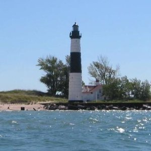 Media 'Big Sable Point lighthouse located between Manistee and Ludington.' in album 'Car ferry Badger leaving Ludington Harbor for Wisconsin. The last remaining boat from a fleet of many.'