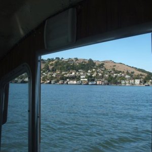 Media 'The Tiburon Hills on the North side of Raccoon Strait from inside the Sun Runner' in album 'This is the third time that I used the boat since purchasing it.  At speed going south on the Sacramento River just above downtown Sacramento'
