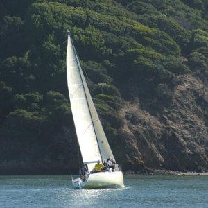 Tacking toward Angel Island in Raccoon Strait