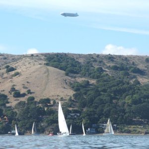 Media 'A Blimp checking out the yachts racing on the Bay' in album 'This is the third time that I used the boat since purchasing it.  At speed going south on the Sacramento River just above downtown Sacramento'
