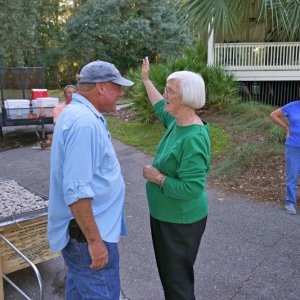 Brenda tells Marc, they almost didn't make it!  But Bill and Brenda have been to every Apalachicola gathering--and they drive from Arkansas! (in a day and a half this time.)