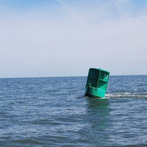 Channel marker "11", south of Fisherman's Island National Wildlife Refuge approaching the Fixed Bridge from ESE, East of the Ches. Bay Bridge Tunnel.
