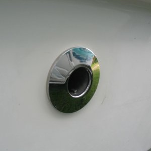 New 1" through-hull set in place to check fit - nice and snug.