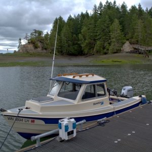 At my desination for Day 1 - Jarrell Cove inner dock.  Looks like I may need to add Shore Power to Bambina, wasn't expecting such luxury at a State Park.