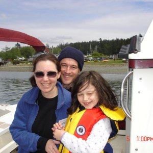 Julia, Tim & oldest 
daughter (of TWO LUCKY
FISH soon to be renamed)