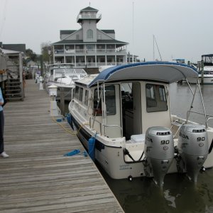 (Sea Angel) Inspections completed, with the Smithfield Station Marina facility in the background.
