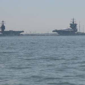Media '(Sea Angel) A few carriers home for a visit' in album '(Sea Angel) Sweet ride south down the James River from the Pagan River to the James River Bridge as we approach the Newport News Shipyard and coal piers'