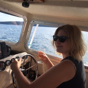 Kate at the helm