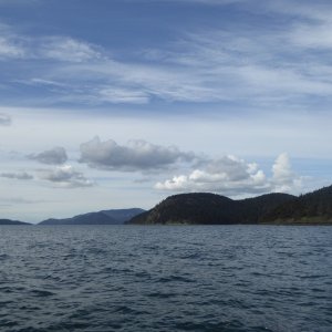 Looking north towards East Sound from between Blakely and Lopez