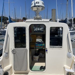 Media 'cockpit - radar led spreader and mast light' in album 'SIMRAD w/ suzuki's - engines last serviced at 300hrs 
JUST out of view - Fusion Stereo w/2 interior 2 exterior speakers.'