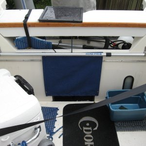 Sunbrella cover for batteries in boxes.  UV protection for wires and all