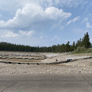 Media 'Jackson Lake, Colter Bay Marina dry' in album 'June 3rd, our 53 Wedding Anniversary & on our way to put the boat n Yellowstone Lake for the season.  Stopped here at Shieffeld Forest Service campground on the border of the south entrance of Yellowstone National Park for the night'