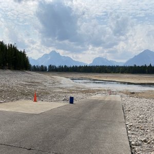 No water at the ramp end Colter Bay