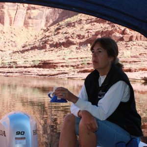 Laura on Chiquitita's cockpit.