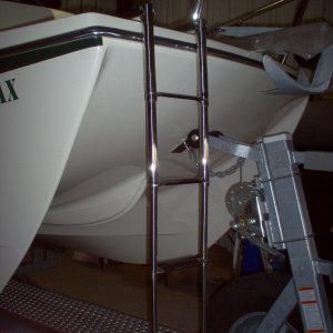 Bow fold up ladder, for beach landings.