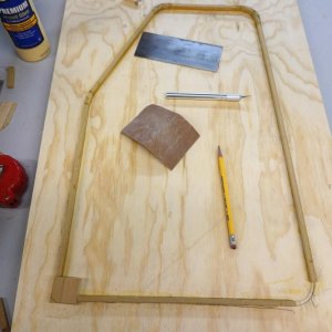 I then glued 1/4" wide MDF strips to a base of flat plywood. This will be the "opening" that holds the 1/4" o-ring.