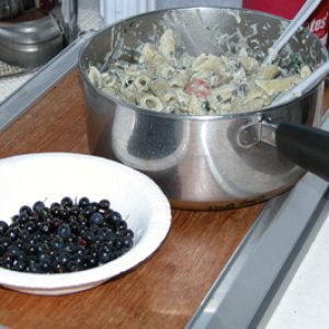 Huckleberries & crab pasta