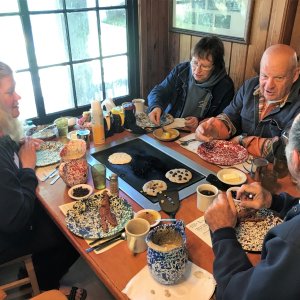 Another table of C-Brats at the Pancake Restaurant.