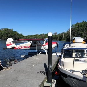 Float plane came in to join the crowd on the dock.