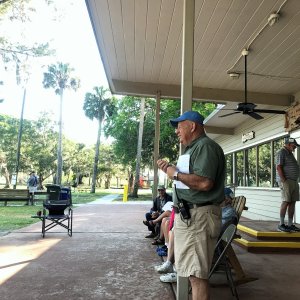 Our host Tom giving the first Captain\'s meeting of the gathering.