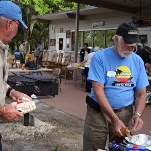 Mike and Lee getting the franks ready to cook.
