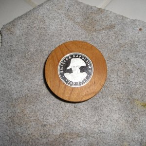 Media 'Inset coin in a teak hub made for C-Dory Napoleon' in album 'Hubs turned from Madrone'