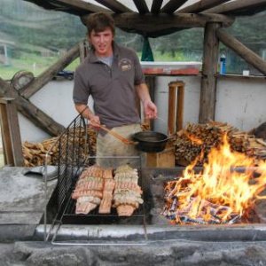 Cooking King salmon with traditional Native-American alder coals