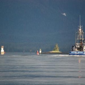 Following the F/V Northern Mariner through the navigational aids in the 
Wrangell Narrows