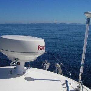 The "Upstairs View" from SleepyC, Mt Baker on the horizon and a freighter 6 Miles out