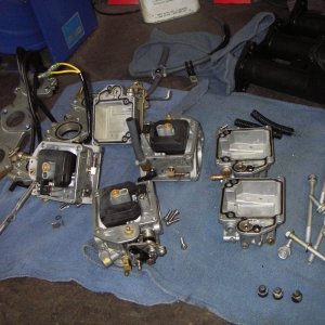 Carbs opened up for shop cleaning. 2004 Yamaha 40.