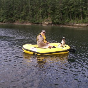 Media 'Pat and Baxter in Dinghy at Matia Cove 6-10-07' in album 'R-Matey, Halcyon and Daydream at Matia Cove 6-9-07'