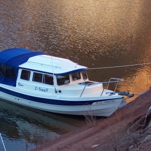 Starboard side view of Sea Swell beached for the night in Cedar Canyon 11-12-10