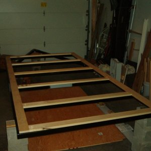 The start of the cabin. The cabin bolts to the trailer so if ether one is damaged it's easyer to repair.