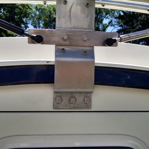 Only 3 holes through Starboard above cabin door, the only holes for entire installation.