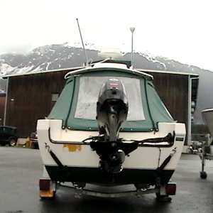 Media 'View of Transom before swim platform & kicker installed' in album 'Finally had a break in the weather to apply "Cachita" decals'