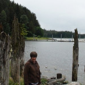 JoLee in front of the Taku Harbor dock