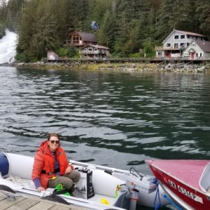 Warm Springs Bay dock and waterfall