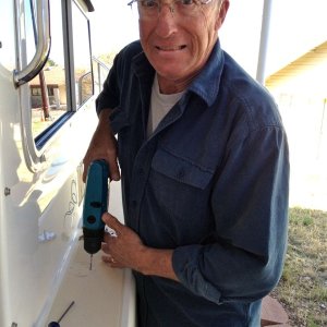 Casey gets a little nervous when drilling holes in his baby!