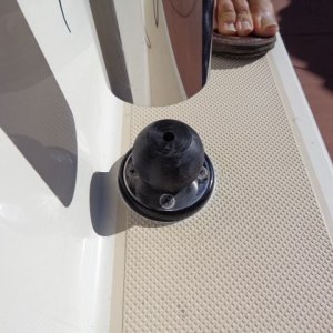 Media 'The only holes needed were for the base mount on the gunnel.' in album 'Close-up of our newly installed Garhauer Lift after lifting our 87 pound Hobie Mirage Tandem Kayak securely on top of Katmai.'
