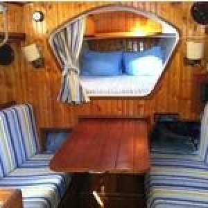 Media 'Interior slide out table' in album 'Steel boat I built early 1990\'s. Brent Swain 31 cutter.  Twin keel outboard rudder.'