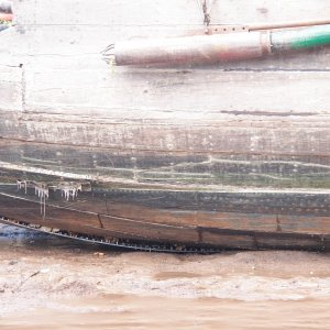 The eyes don't always work. This one was hard aground.  It would take a lot of 3m 5200 to get this one floating.