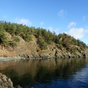 Cove on the East side of the island with 4 state park buoys