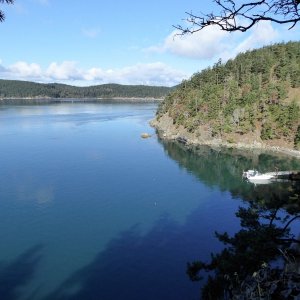 View of the dock from my hike around the South end of the island.