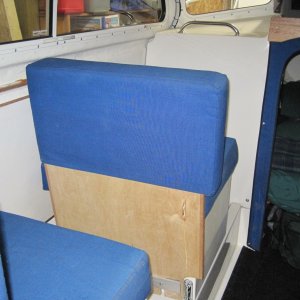Media 'Table down, seat facing forward' in album 'Cockpit of Long Story with daughter and Wounded Warriors opening day at Westport. Picture shows our style of boat with rear helm.'