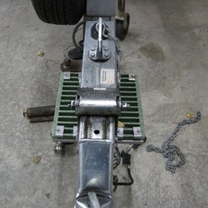 Fiberglass grating to stand while winching boat on trailer.