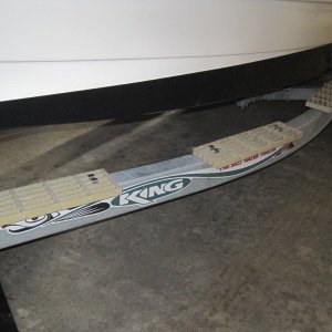 Media 'Three fiberglass grating steps to walk out and retrieve boat without slipping.' in album 'Cockpit of Long Story with daughter and Wounded Warriors opening day at Westport. Picture shows our style of boat with rear helm.'
