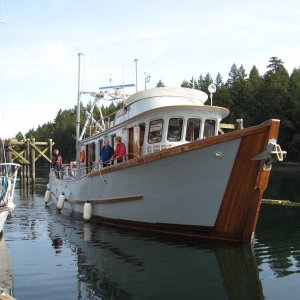 Gorgeous commercial style yacht at Thetis Island went out twice a day to set prawn traps.