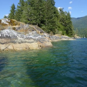 Exploring Melanie Cove by dinghy