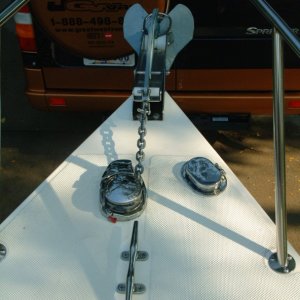 Lewmar Delta anchor, self launching bow roller and Sprint Windlass